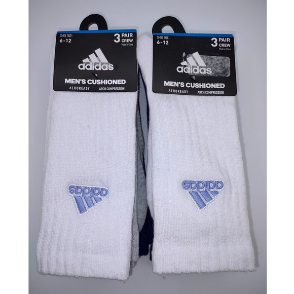adidas Other - (2) Adidas Mens Cushioned Crew Socks 3 Pair Pack Shoe Size 6-12 Aeroready